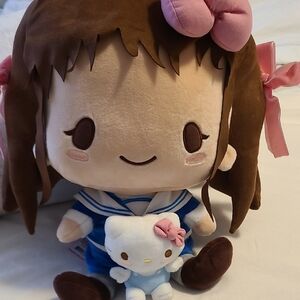 Hello Kitty Plush Doll Brown Pink Blue White